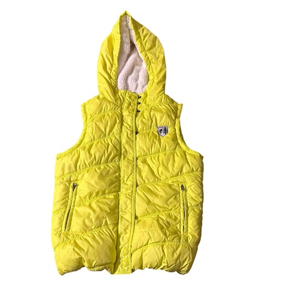 American Eagle Outfitters women's size small neon green puffer vest with hood - Picture 1 of 7